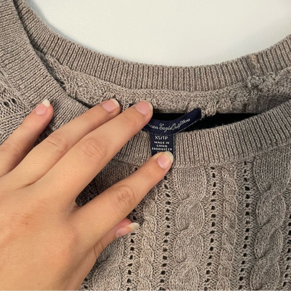 American Eagle sweater womens tan knitted sweater size xsmall - Picture 4 of 6